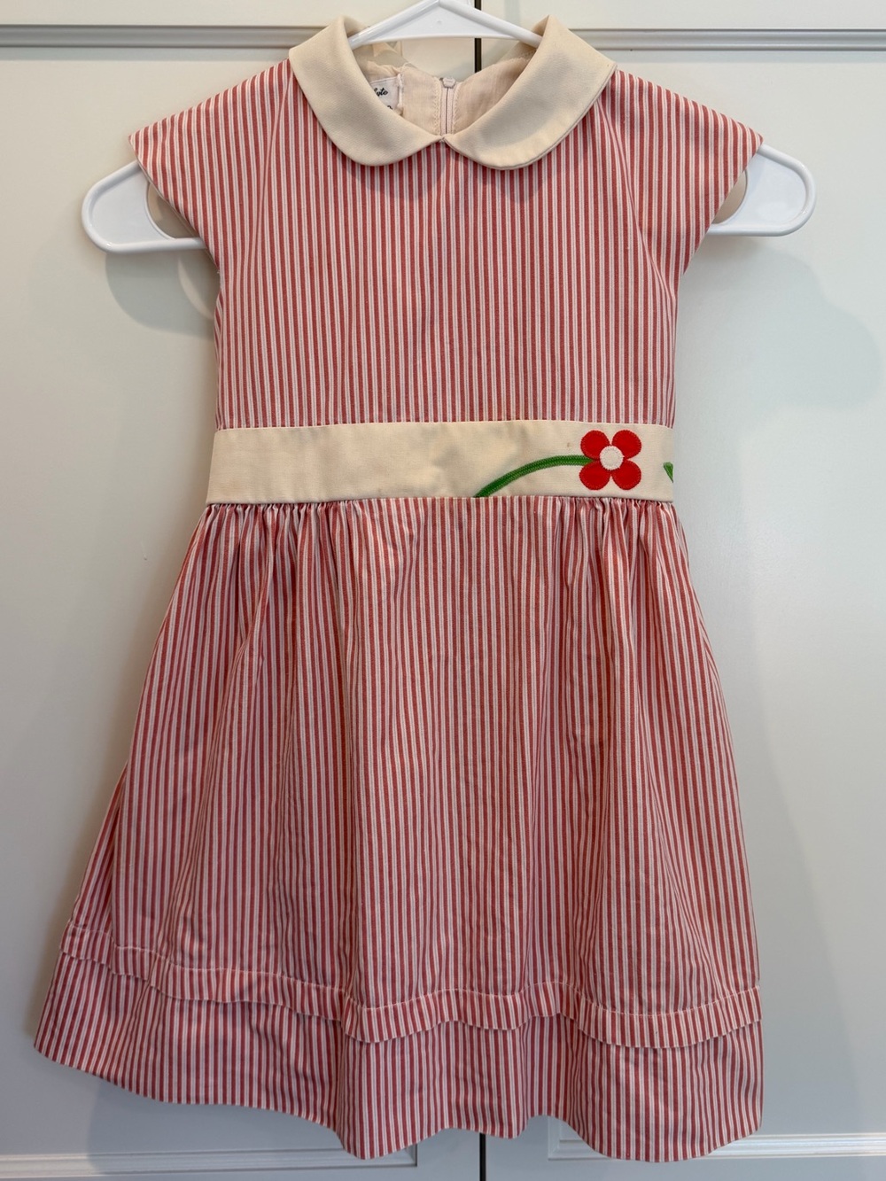 Vintage Sylvia Whyte Striped Peter Pan Collar Dress
